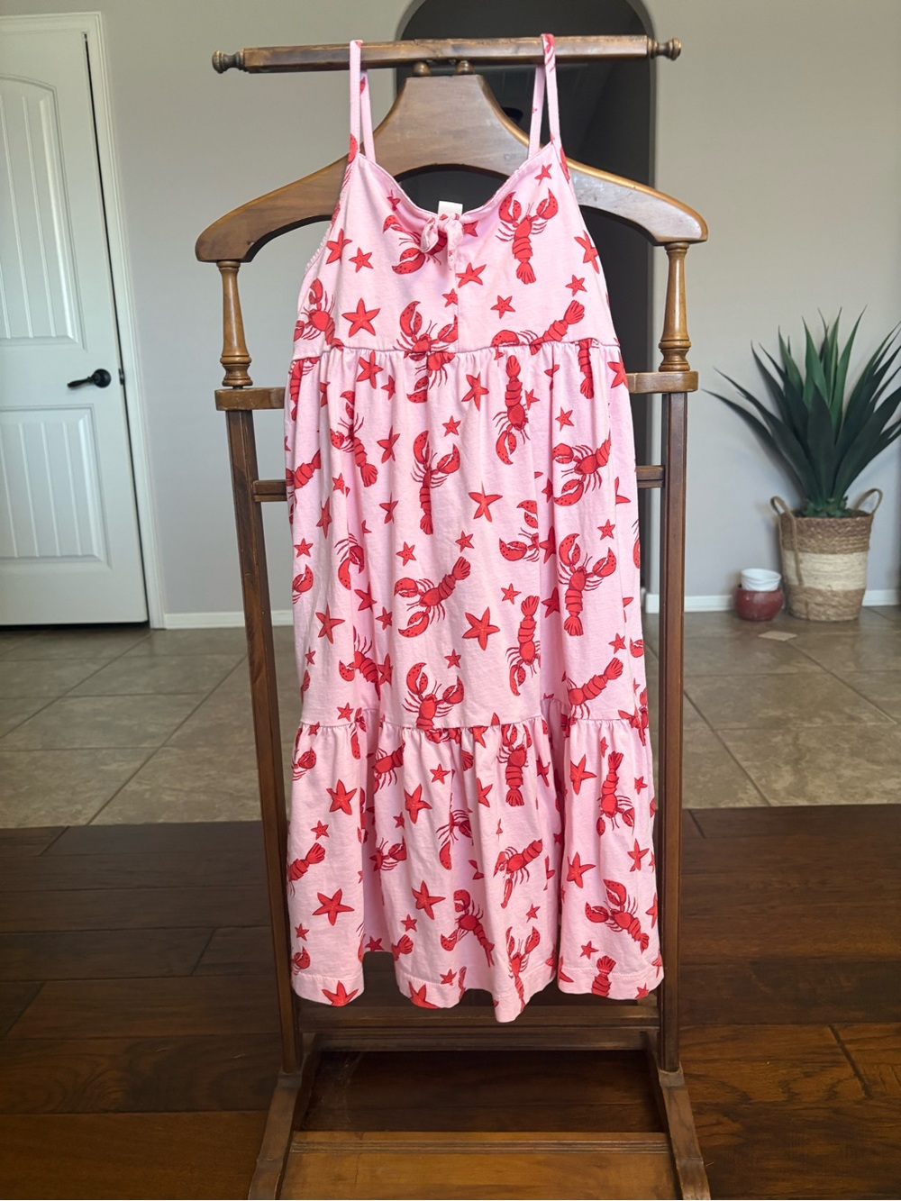 Crewcuts Pink Dress with Red Starfish & Lobster Print
